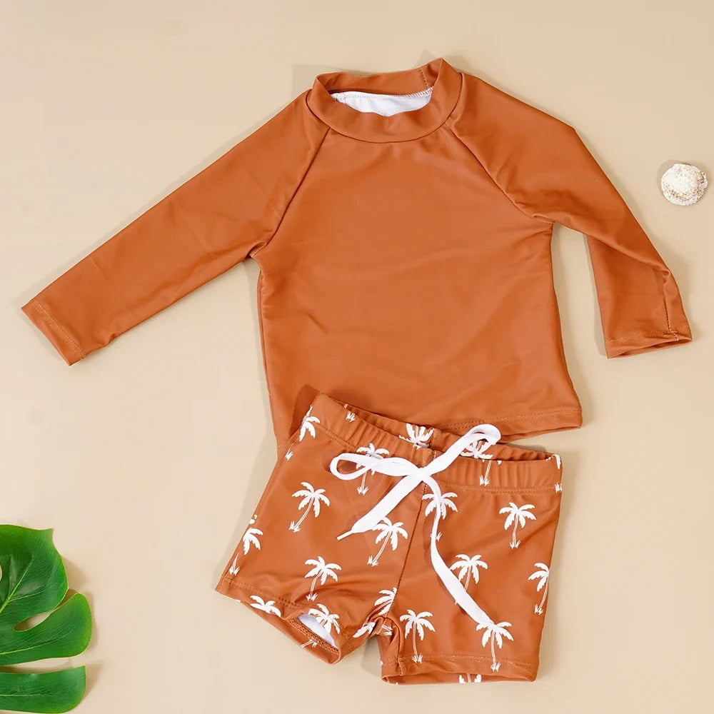 unisex Breathable baby swimsuit - long sleeve rash guard, polyester elastane, for summer pool