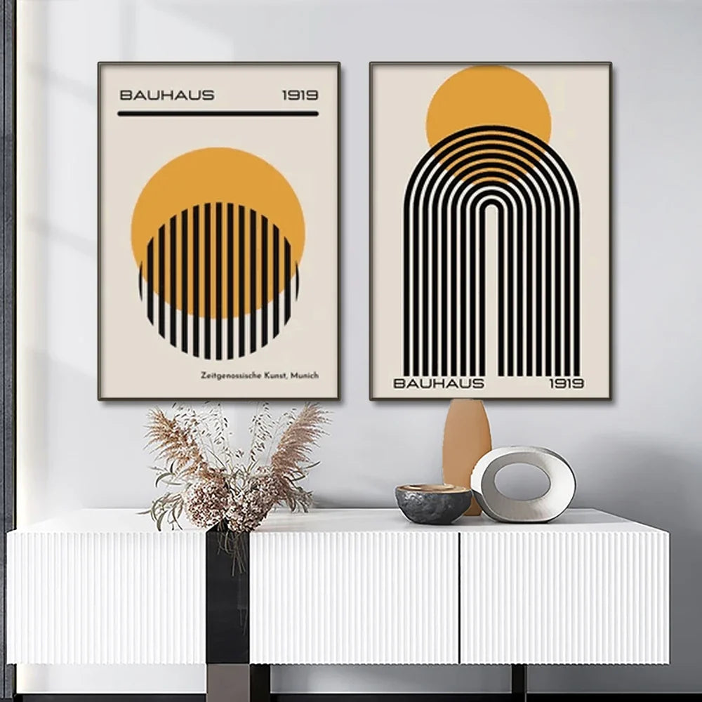 Bauhaus Abstract Patterned Posters Vertical Canvas Art