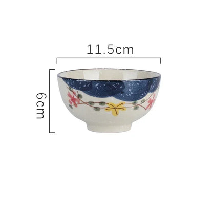 Ceramic 4.5 Inch Japanese Rice Bowl Retro Household Tableware