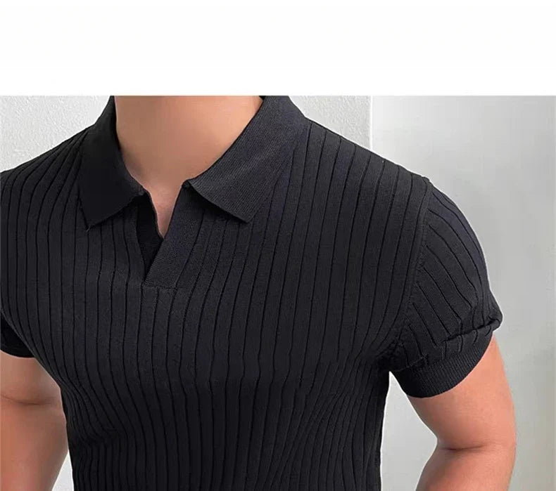 Fast-dry men's golf polo shirt - slim fit short sleeve, polyester, for sports and casual wear