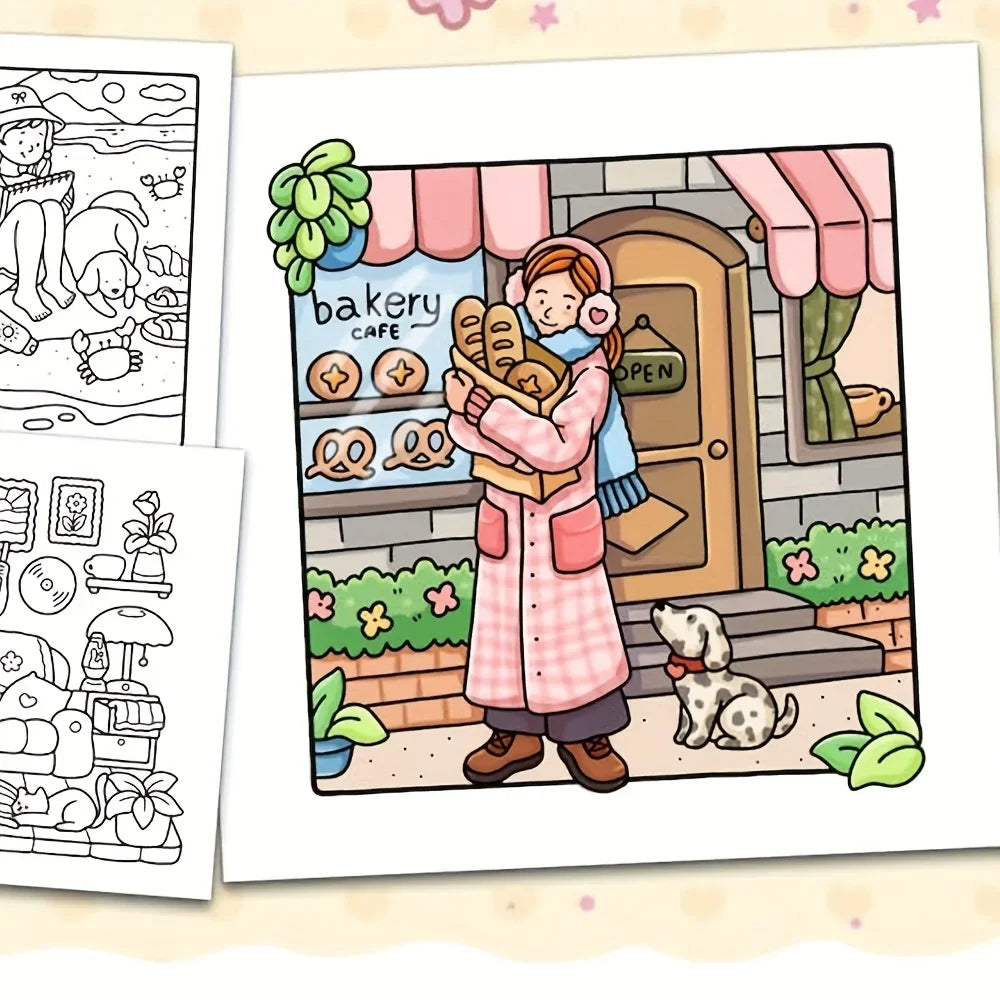 Book Coloring For Adults And Teens Cozy Warm Space Theme Fall 2025 Relaxation Gift For Solo Leisure