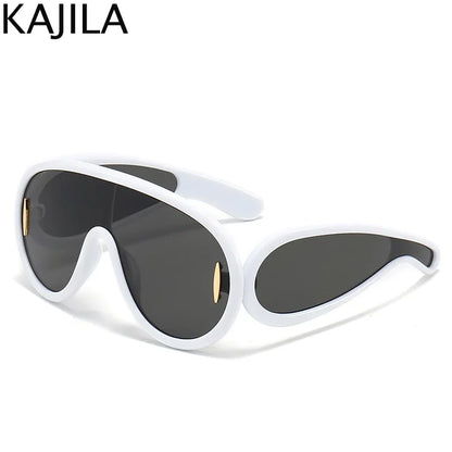 Sunglasses2026 Edition White Frame Oversized Wave Mask Goggles Y2K Punk Steampunk Eyewear TikTok Viral
