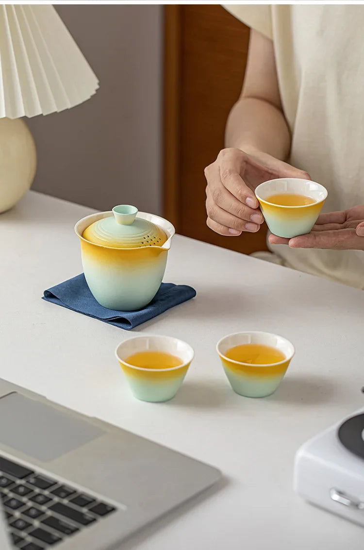 Travel-Friendly Ceramic Travel Tea Kit With Case Gift Kit