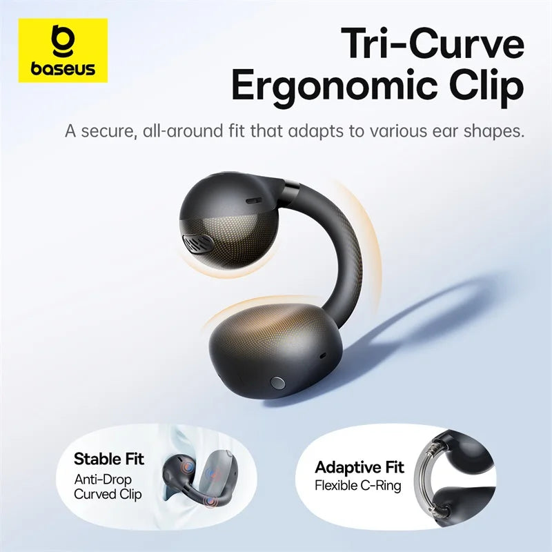 4-Mic Noise Cancellation Super Bass IP55 Sports 2026 – Baseus BC1 Open-Ear Clip Earbuds Bluetooth 6.0