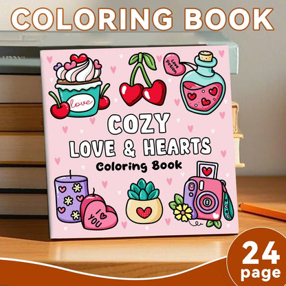 Book Coloring Adult Doodles Cozy Hearts Theme Fall 2025 Stress Relief Gift Idea