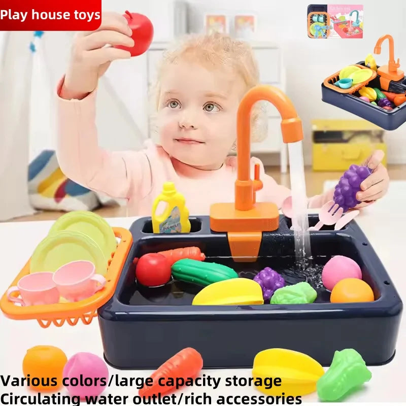 Kids Play Kitchen Sink Set with Water Circulation System for Educational Role Play and Imaginative Fun-1