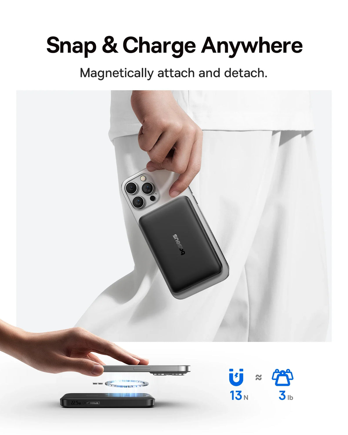 15W Cordless & 22.5W USB-C Charging for iPhone & Samsung 2026 – Qi2 Magnetic Power Bank 10000mAh
