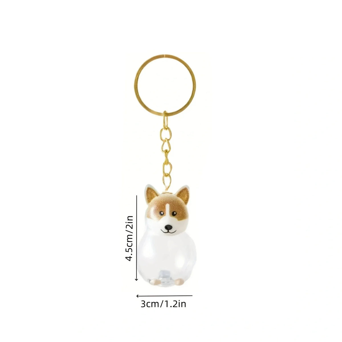 Hair Dog Keepsake Keychain Pendant Clear Resin Charm