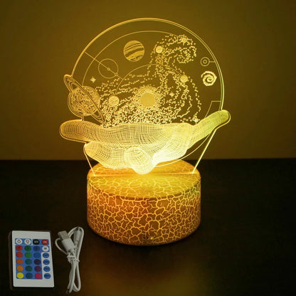 Astronaut 3D Optical Illusion Night Light - LED Projector Lamp, Space Bedroom Decor for Kids
