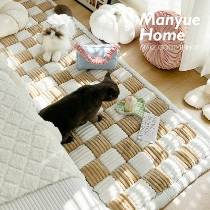 Protective Garden Couch Cover Thicken Plush Sofa Mat Anti-Slip Washable for Pets