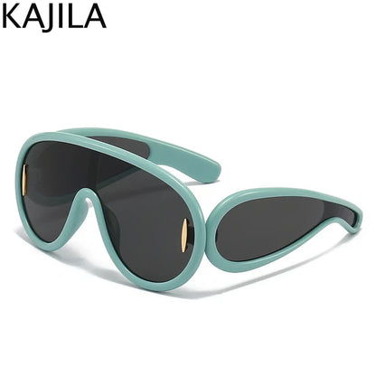 Sunglasses2026 Edition White Frame Oversized Wave Mask Goggles Y2K Punk Steampunk Eyewear TikTok Viral