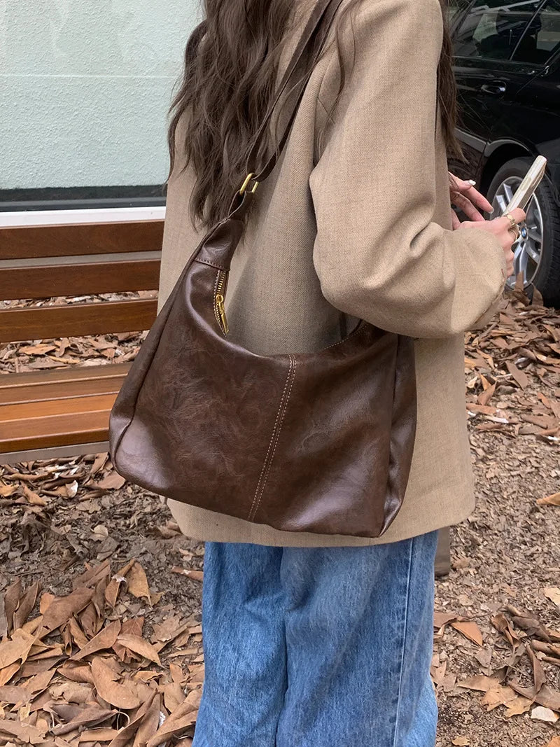 Plush Multi-Use Womens Hobo Bag - Slouchy, Faux Leather