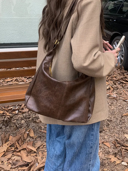 Plush Multi-Use Womens Hobo Bag - Slouchy, Faux Leather