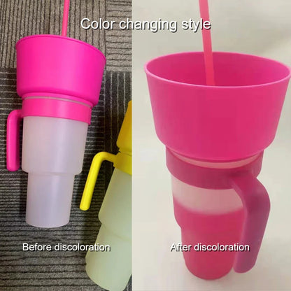 Snack2025 Edition Cup 2 In 1 Snack Bowl Tumbler Splash Proof Leakproof Popcorn Stadium Cup Movie Night Fall
