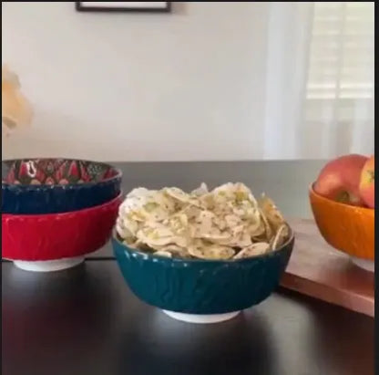 Bohemian Ceramic Bowls Kit Floral Serving Bowls Multi-Use