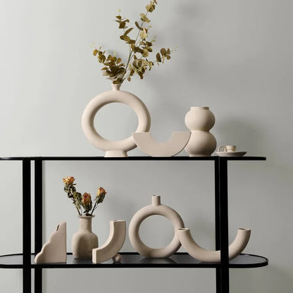 Ceramic Vase Embryo Sculptural Tabletop Vase Scandinavian Minimalist Household Decor Fall 2025 Ideal For Dry Flower Display