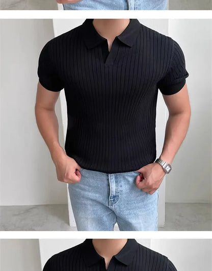 Fast-dry men's golf polo shirt - slim fit short sleeve, polyester, for sports and casual wear