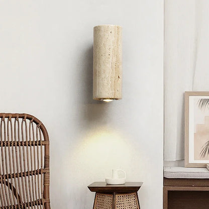 Yellow Japandi Marble LED Wall Sconce Wabi Sabi Bedside Light