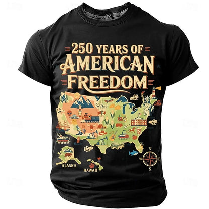 Plush unisex graphic tee - distressed flag print, 250-year design, durable cotton, casual everyday wear