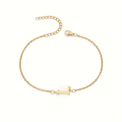 Letter Initial Bead Bracelet Thin Chain Minimalist Elegant