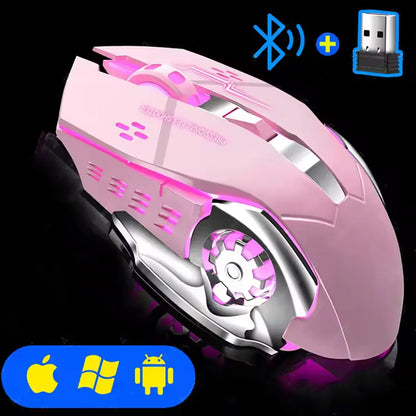 Cordless Battery-Powered Gaming Mouse Bluetooth Silent Backlit