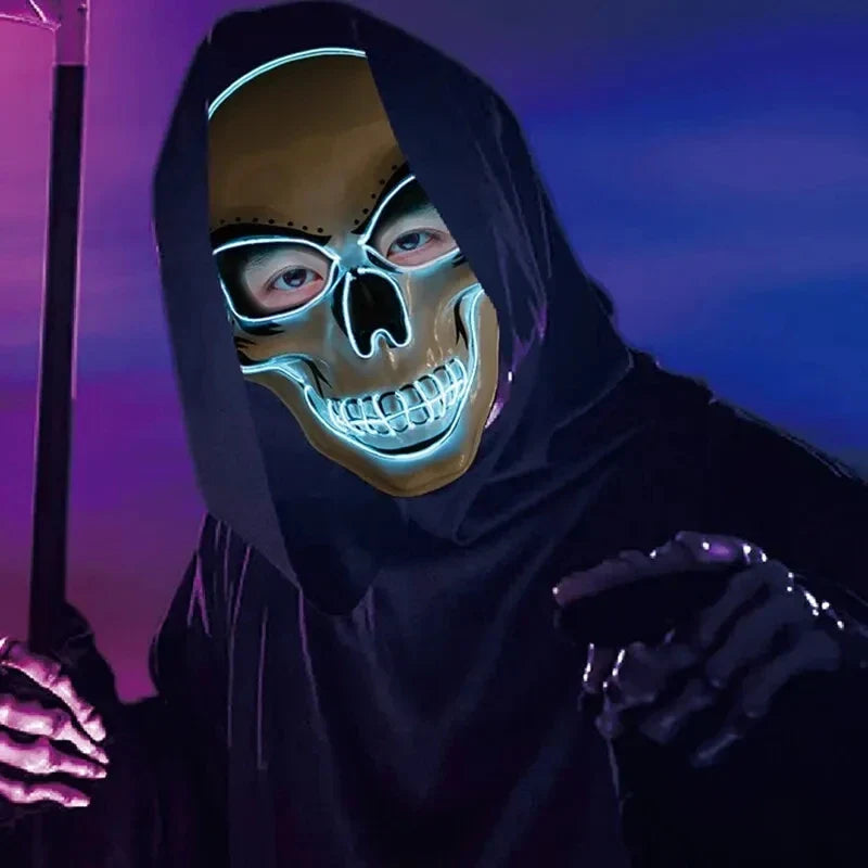 Skull LED Mask Full Face Glowing Terror Mask Halloween Fall 2025 Masquerade Party Costume Mask Breathable