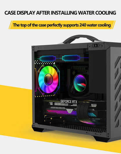 Mini ITX Case Glass Side 240mm Watercooling Travel-Friendly