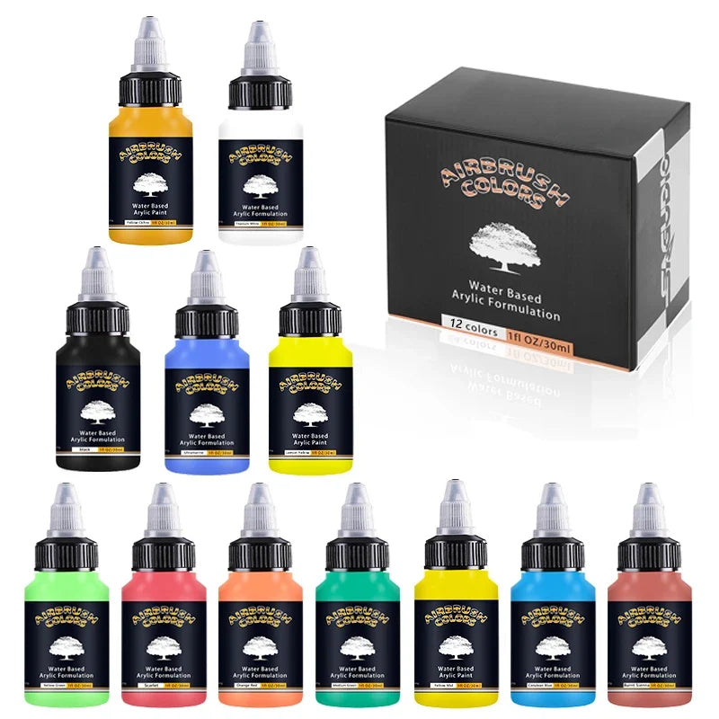 Acrylic Paint Kit 12 Colors 30ml Water Based Airbrush Ready for Models Shoes Wood Fabric Leather TikTok Viral 2026 Gift
