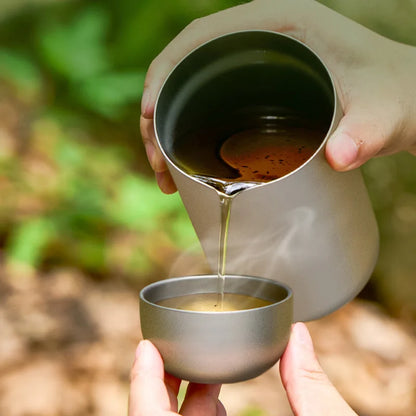 Pure Titanium Double Layer Tea Cup 50ml Camping Kit