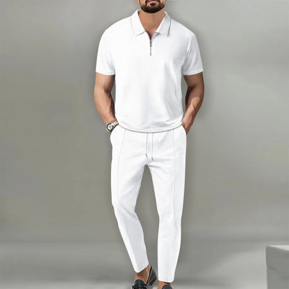 Variant image for Men's Polo Shirts Set - Casual Chic Breathable Polo and Adjustable Pants Ensemble for Comfort and Style-7