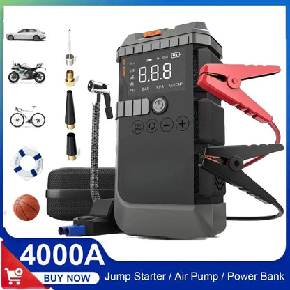 Car2025 Edition Jump Starter With Air Pump 3000A Peak Digital Tire Inflator 150 PSI Travel-Friendly Power Bank Fall