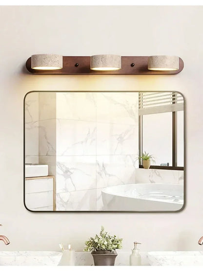 Wabi Japandi Sabi Round LED Wall Light With Mirror Bathroom