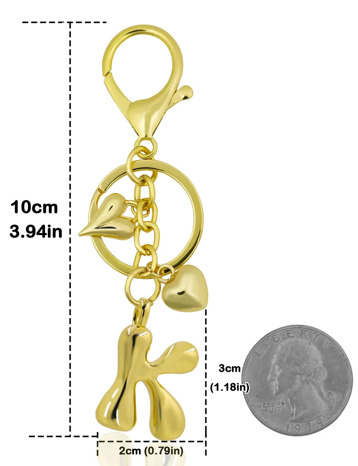 Keychain Personalized Gold Bubble Letter Bag Charm Gift