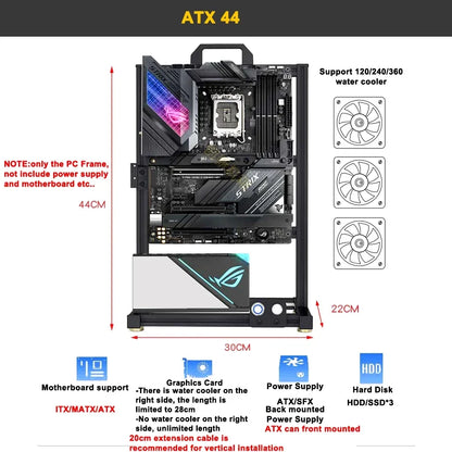 Frame Open Aluminum PC Case Rack EATX Water Cooling