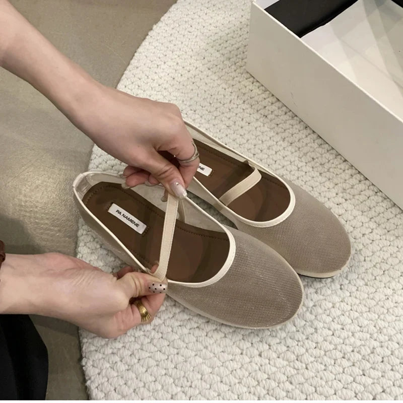 Light Women’s Mary Jane Flats - Shallow Mesh, Casual