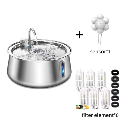 Steel Stainless Cat Water Fountain 4L - Automatic Multi-Layer Filtration Pet Drinking Dispenser