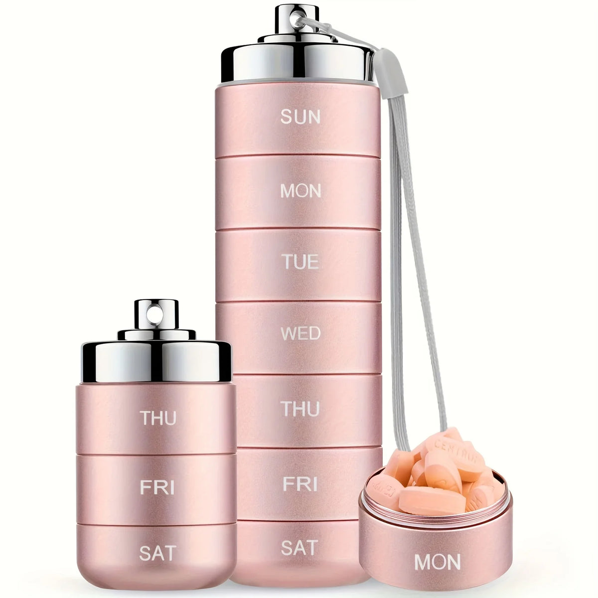Water-Resistant, Stackable, Summer Travel 2026 – Pill Organizer Metal Travel Pill Box Kit