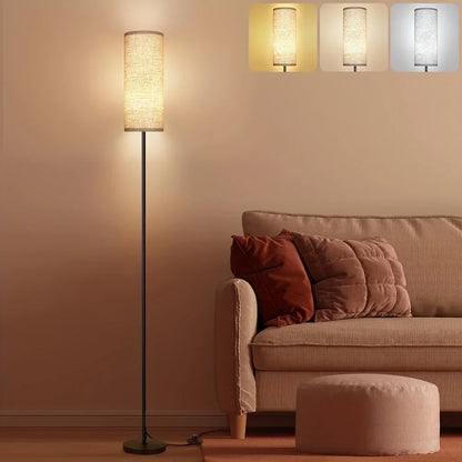 Japandi  Contemporary Floor Lamp With Fabric Shade Stepless Dimming