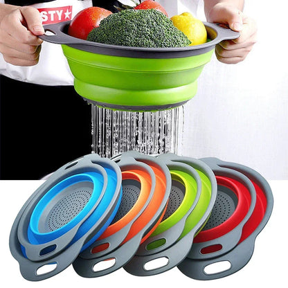 Silicone2026 Edition Folding Drain Basket Colander Eco Friendly Space Saving Kitchen Drainer Spring