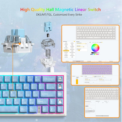 Mechanical Keyboard 68-Key Hall Effect RGB Wired Travel-Friendly
