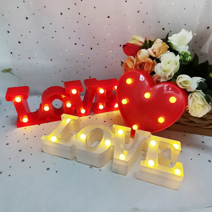 Romantic Love LED Lamp - Battery-Operated Night Light, Great Valentine's Day Gift for Weddings, Parties, and Household Decor