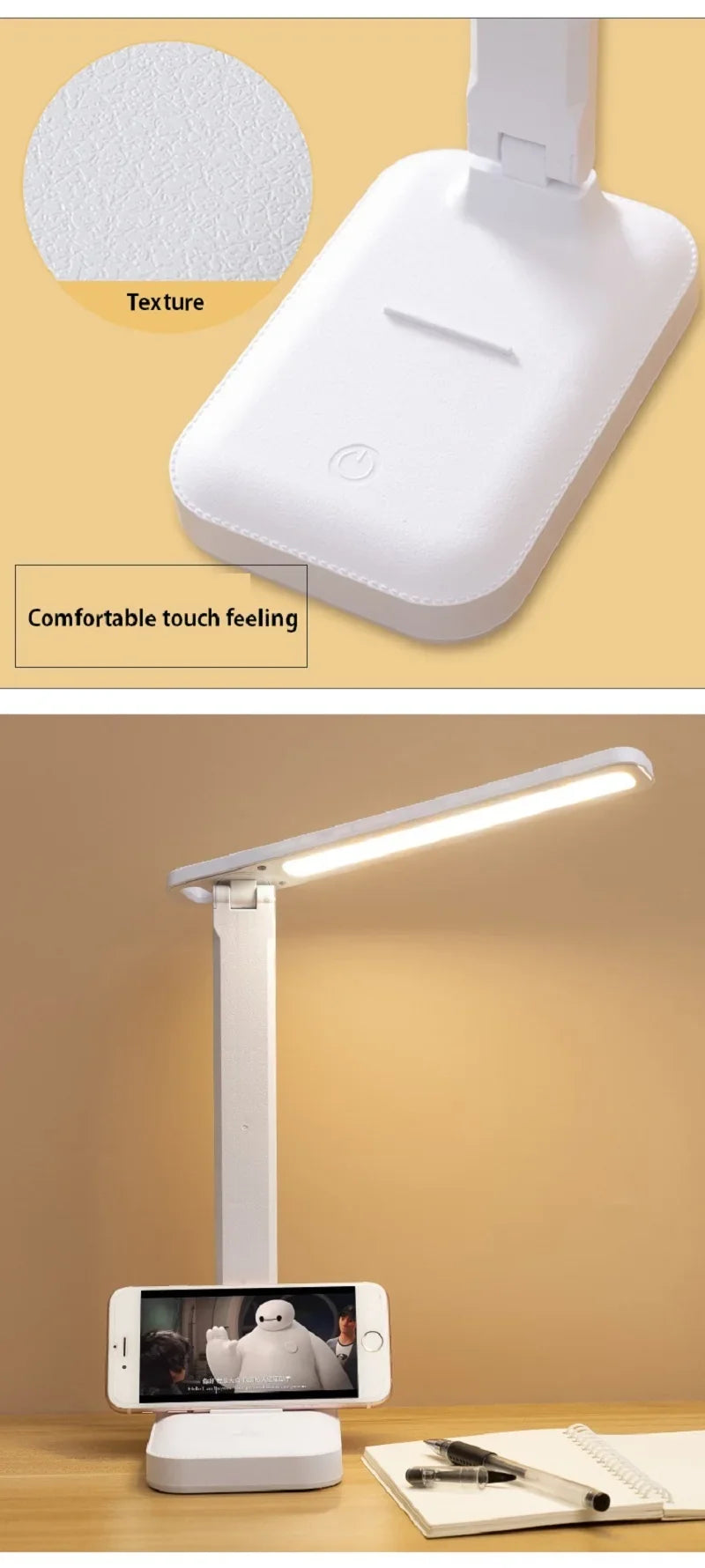 LED Desk Lamp Touch Dimmable Battery-Powered Eye Protection
