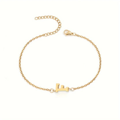 Letter Initial Bead Bracelet Thin Chain Minimalist Elegant