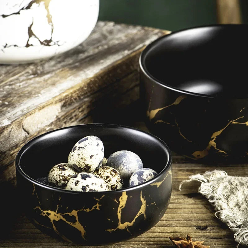 Marble Ceramic Bowl Kit Scandinavian Tableware Minimalist