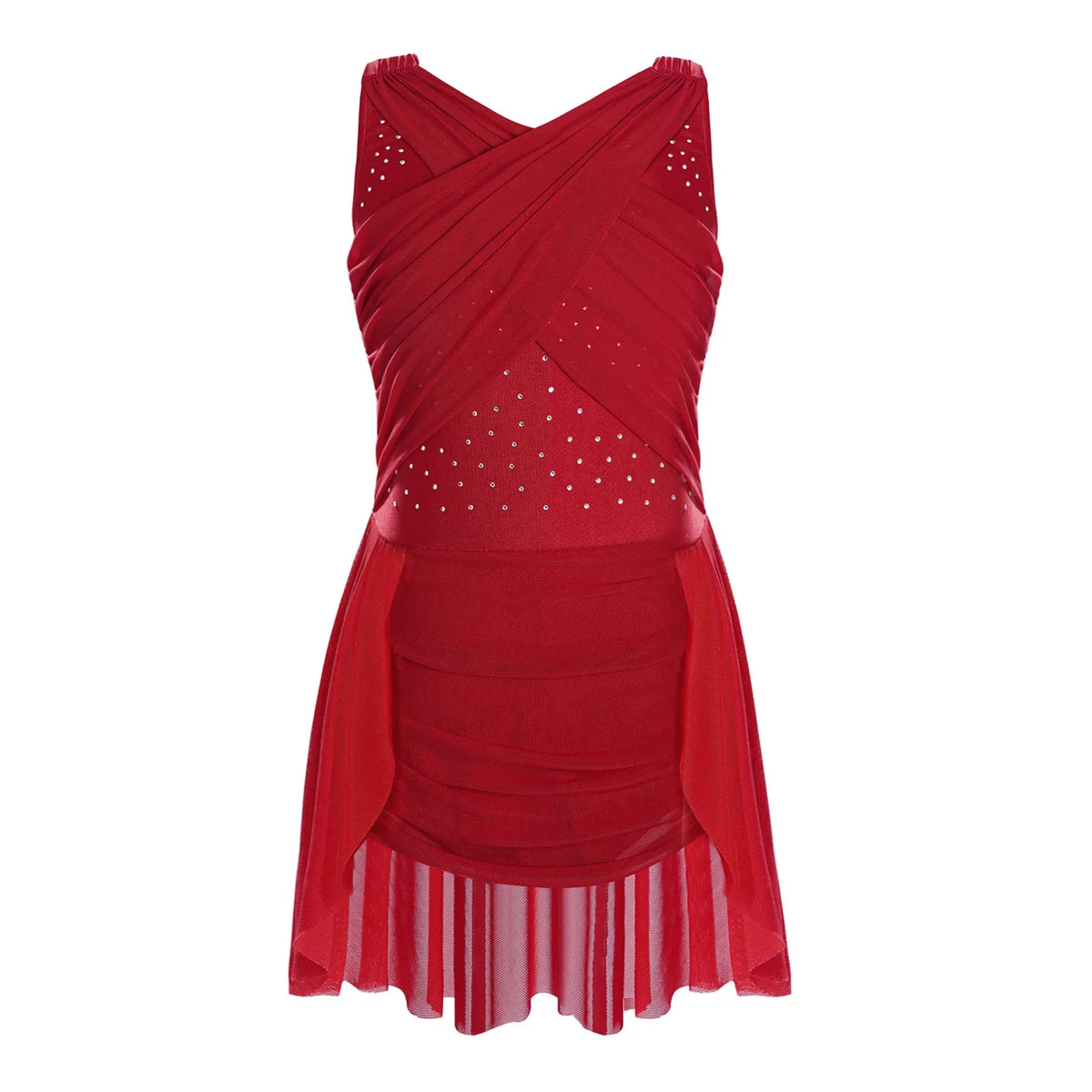 Light Girls' Leotard - Rhinestone Embellished, Mesh Skirt, Polyester/Nylon/Elastane, For Ballet, Gymnastics