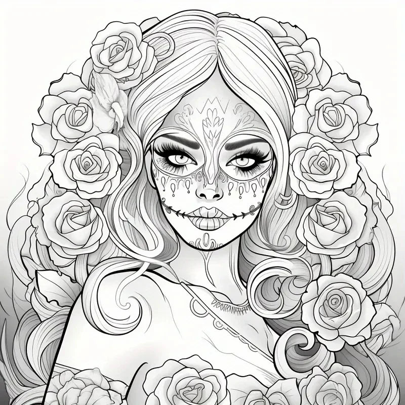 Book Coloring Upgraded Thickened Paper Sugar Skull Art Halloween Trend Gift Idea 22 Pages