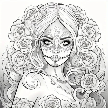 Book Coloring Upgraded Thickened Paper Sugar Skull Art Halloween Trend Gift Idea 22 Pages