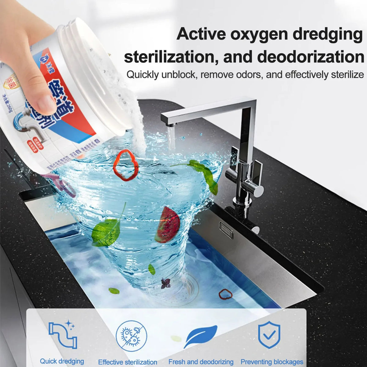 Drain2026 Edition Cleaner Powder 260g Eco Friendly Kitchen Drain Unblocker With Deodorizing Action Spring Cleaning