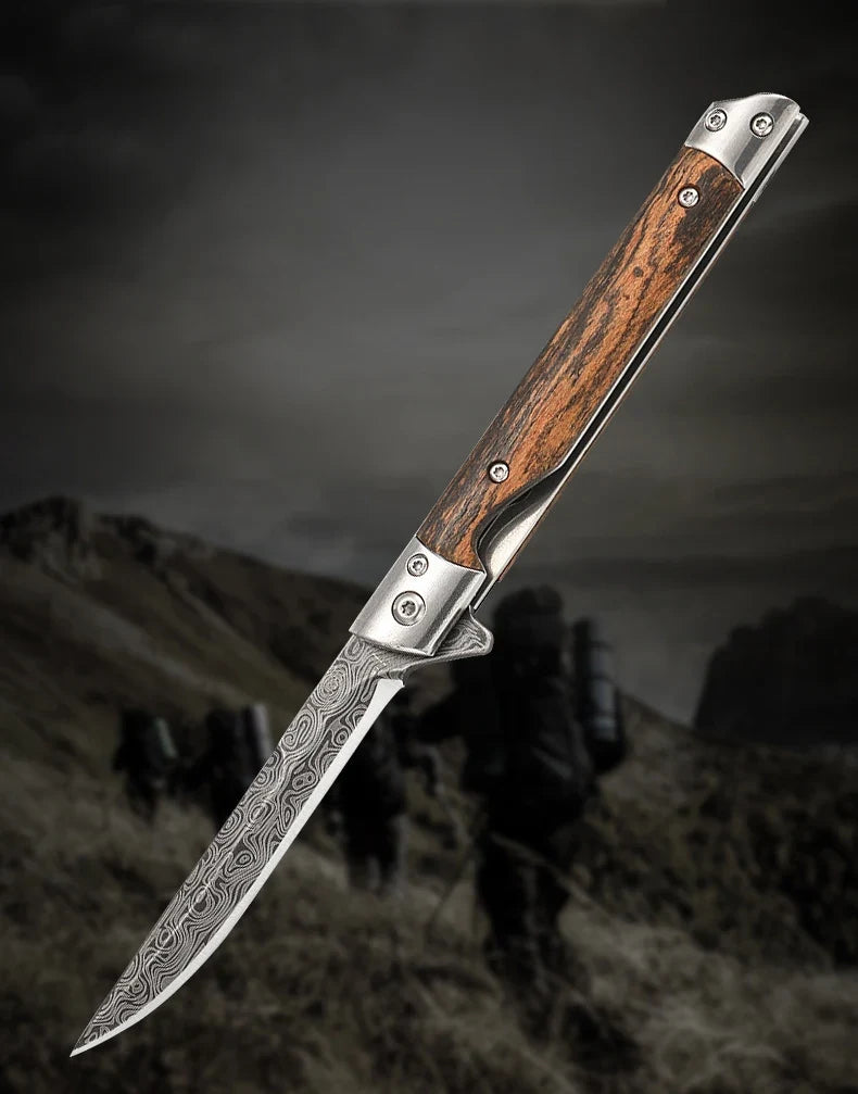 Outdoor Camping Multi-Use EDC 2026 – Damascus Pattern Folding Pocket Knife Stainless Steel