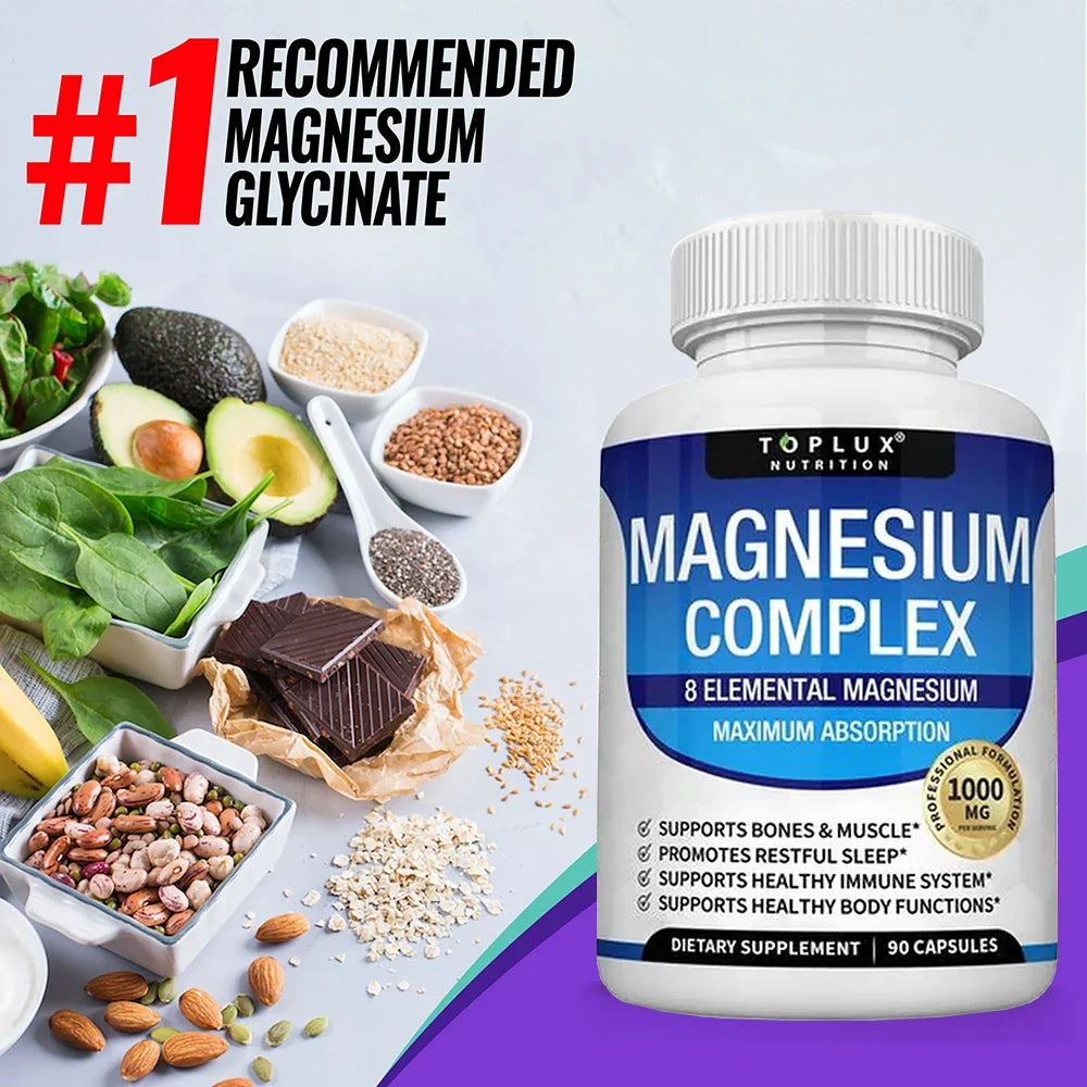 Complex Magnesium 1000mg Supplement - Fall 2026 Wellness Trend - Sleep Support And Muscle Relaxation